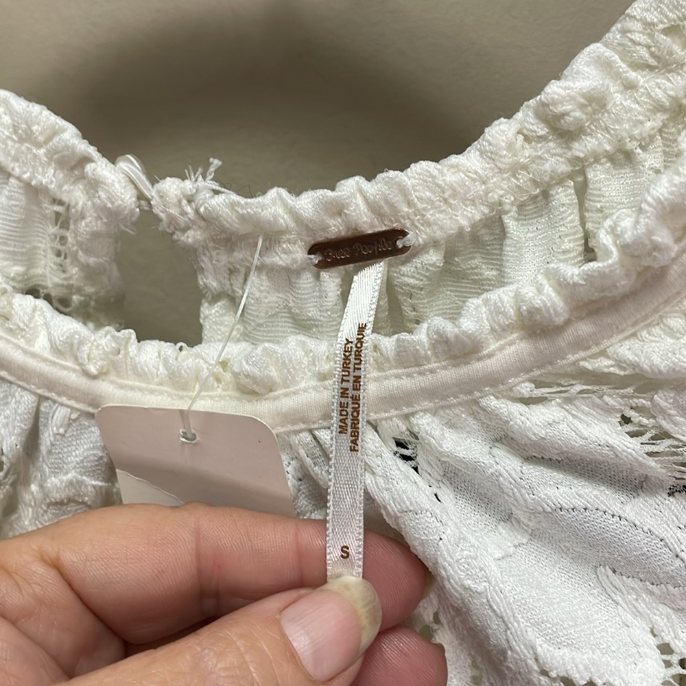 Free People Oversized Olivia Lace Top Sz S - Picture 7 of 8
